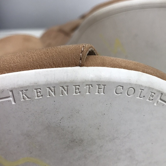 Kenneth Cole New York Nude-Colored Leather Suede Wedge Sandals - Picture 10 of 14